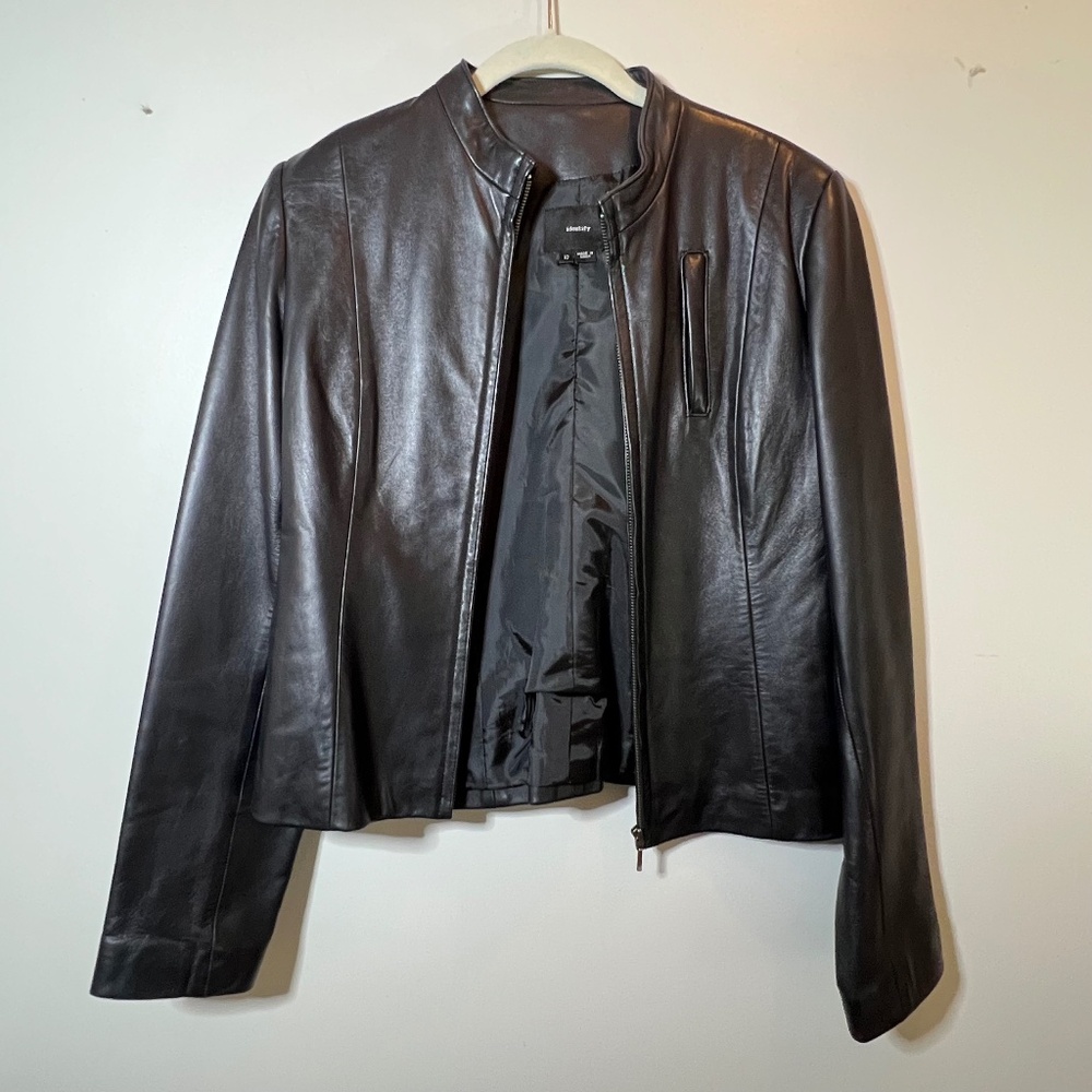 100% Genuine Black Leather Jacket - Identify Brand, Like-New Condition